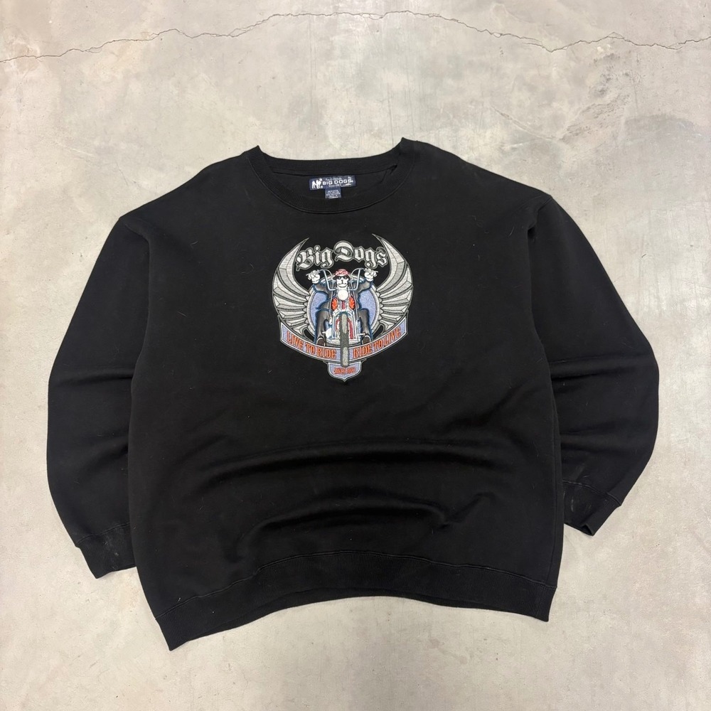 Vintage‎ y2k Black Big Dogs Biker Crewneck Sweatshirt